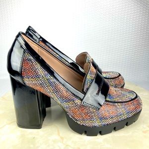 Betsey Johnson Crystal Embellished Chunky Platform Loafers, MaryJane pumps (8)